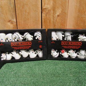 2 Sets of Hallmark Ghost Halloween Boo Bazaar Blinkers String Lights Plastic